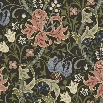 Mallion & Knowles Honeysuckle Rose-Olive Fire Retardant Curtains texture detail