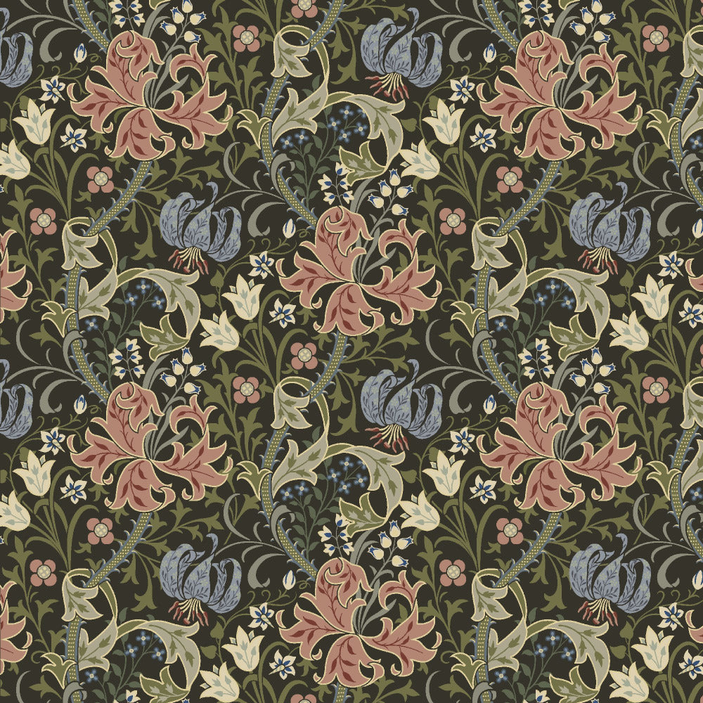Mallion & Knowles Honeysuckle Rose-Olive Fire Retardant Curtains