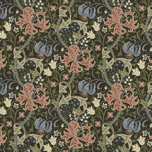 Mallion & Knowles Honeysuckle Rose-Olive Fire Retardant Curtains