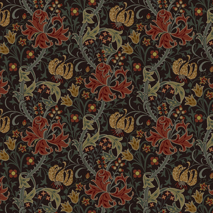 Mallion & Knowles Honeysuckle Scarlet-Black Fire Retardant Curtains