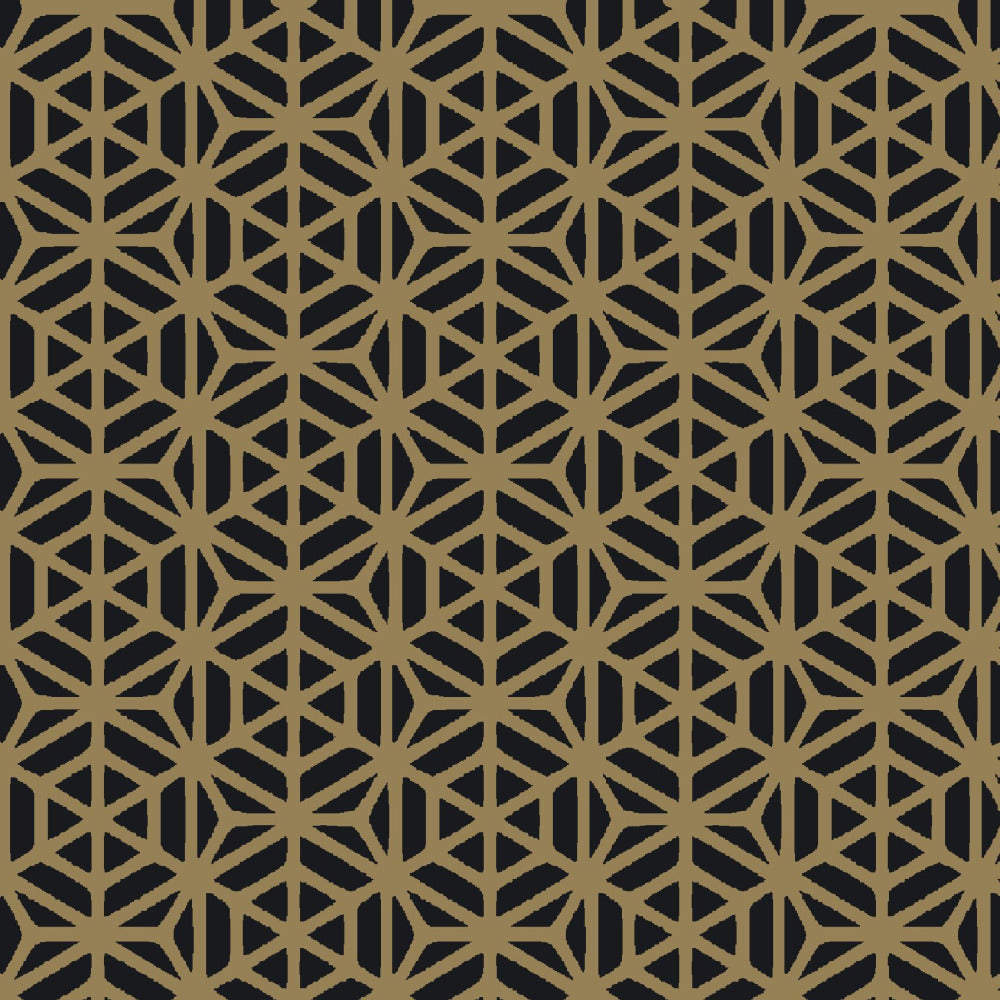 Mallion & Knowles Interlock Gold/Black Fire Retardant Curtains texture detail