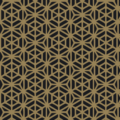 Mallion & Knowles Interlock Gold/Black Fire Retardant Curtains texture detail