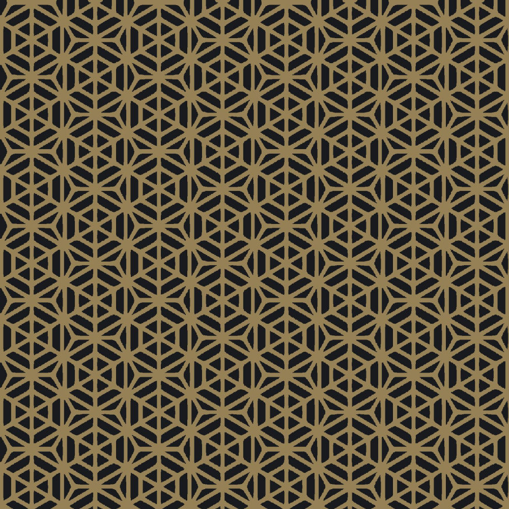 Mallion & Knowles Interlock Gold/Black Fire Retardant Curtains
