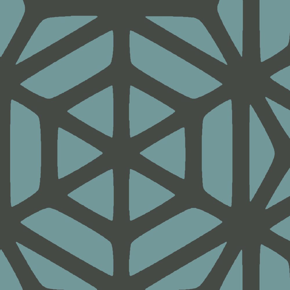 Mallion & Knowles Interlock Grand Grey/Teal Fire Retardant Curtains
