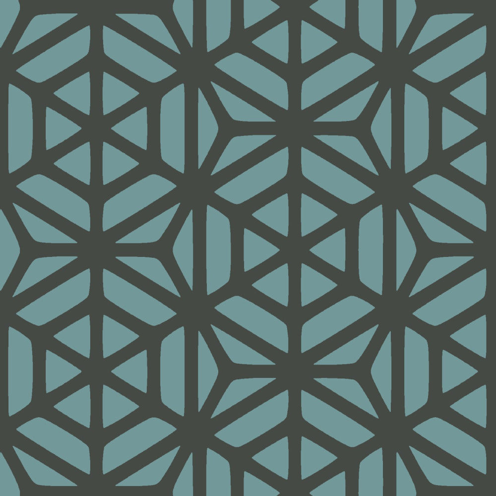 Mallion & Knowles Interlock Grand Grey/Teal Fire Retardant Curtains texture detail