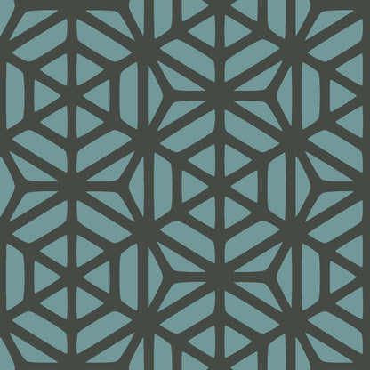 Mallion & Knowles Interlock Grand Grey/Teal Fire Retardant Curtains texture detail