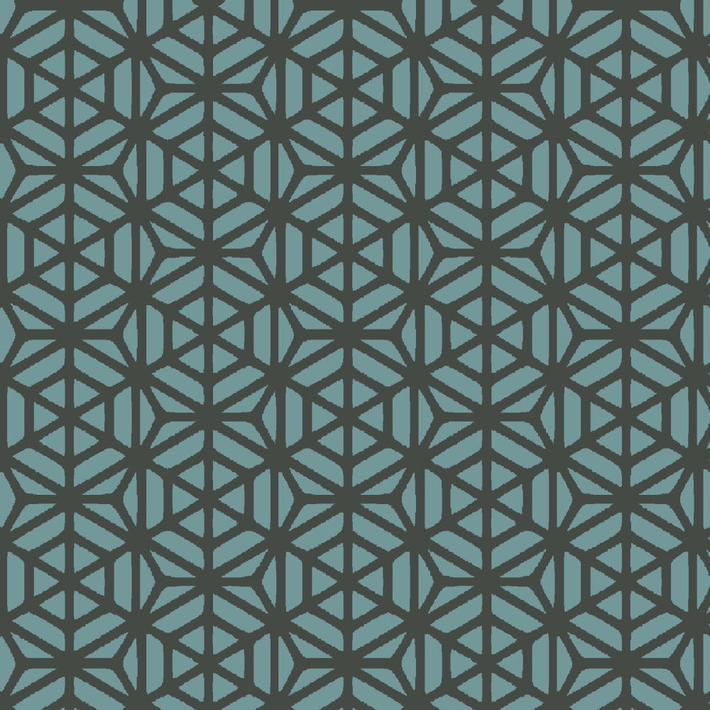 Mallion & Knowles Interlock Grey/Teal Fire Retardant Curtains texture detail
