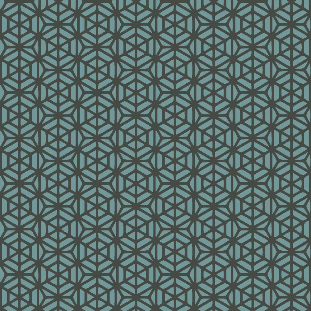 Mallion & Knowles Interlock Grey/Teal Fire Retardant Curtains