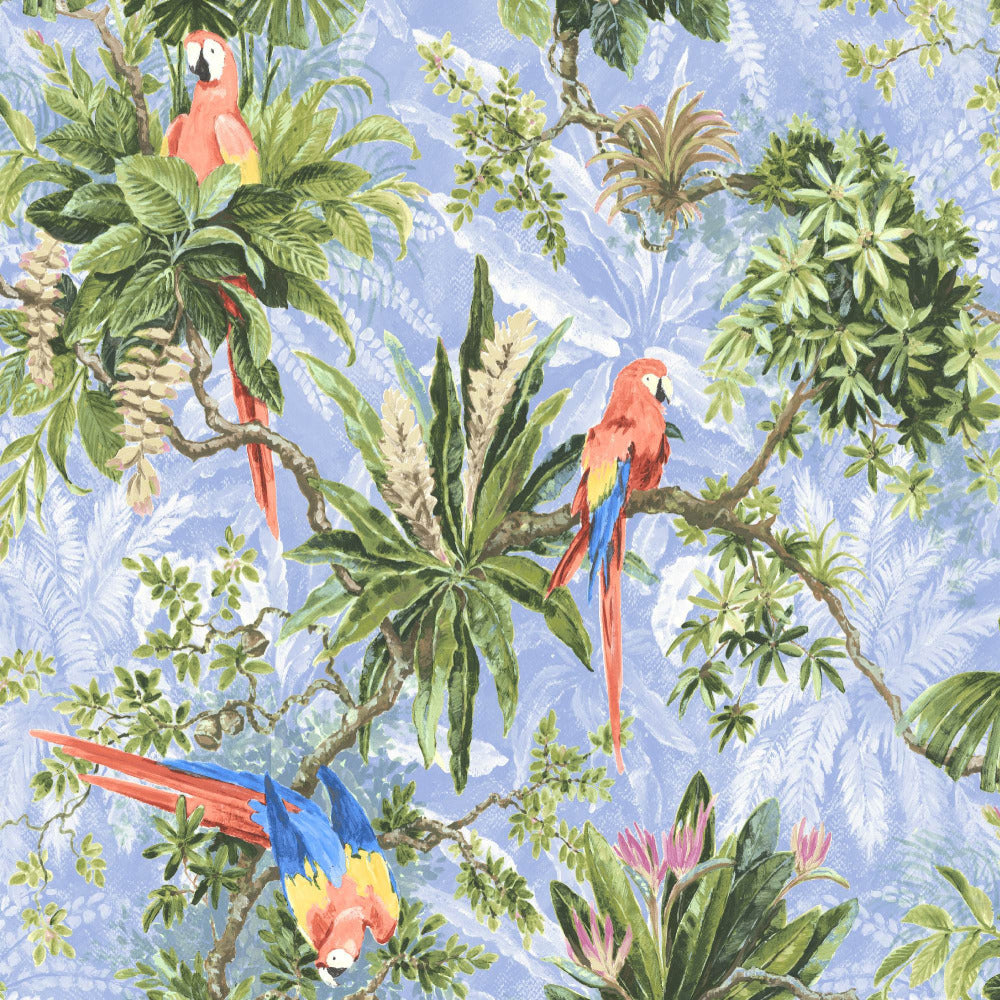 Mallion & Knowles Macaw Peach/Blue Fire Retardant Curtains