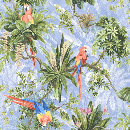 Mallion & Knowles Macaw Peach/Blue Fire Retardant Curtains