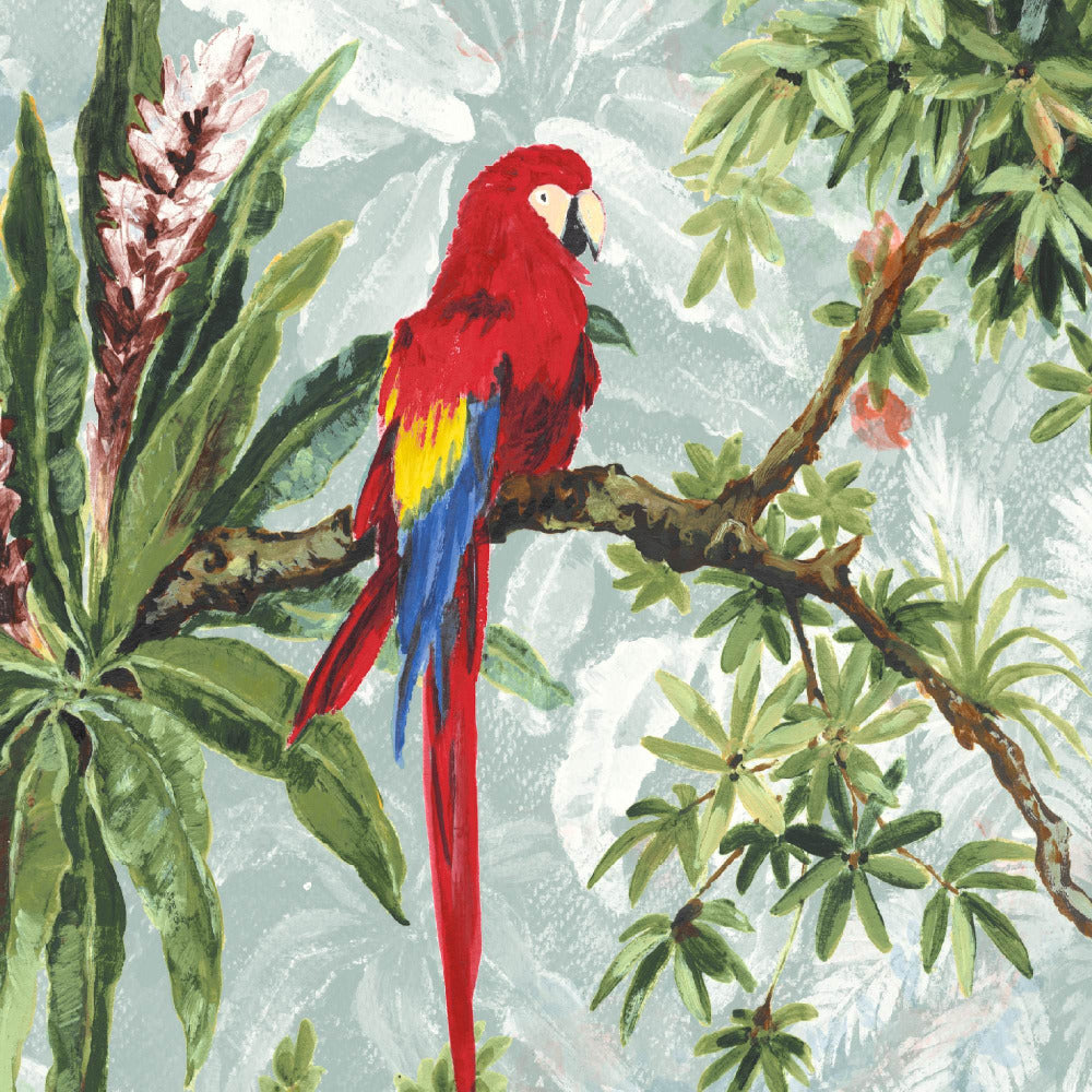 Mallion & Knowles Macaw Scarlet/Jade Fire Retardant Curtains texture detail