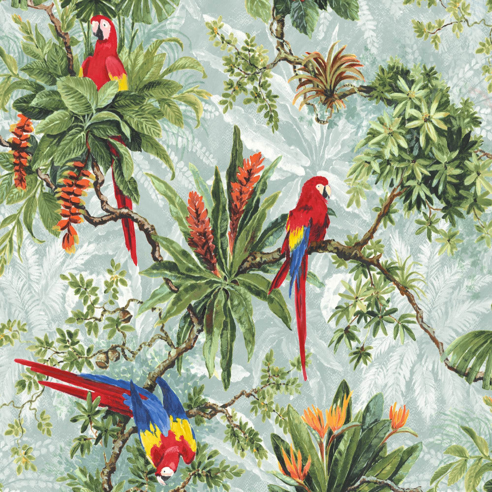 Mallion & Knowles Macaw Scarlet/Jade Fire Retardant Curtains