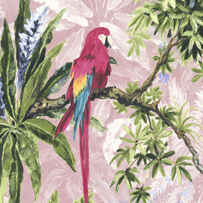 Mallion & Knowles Macaw Sky/Coral Fire Retardant Curtains texture detail