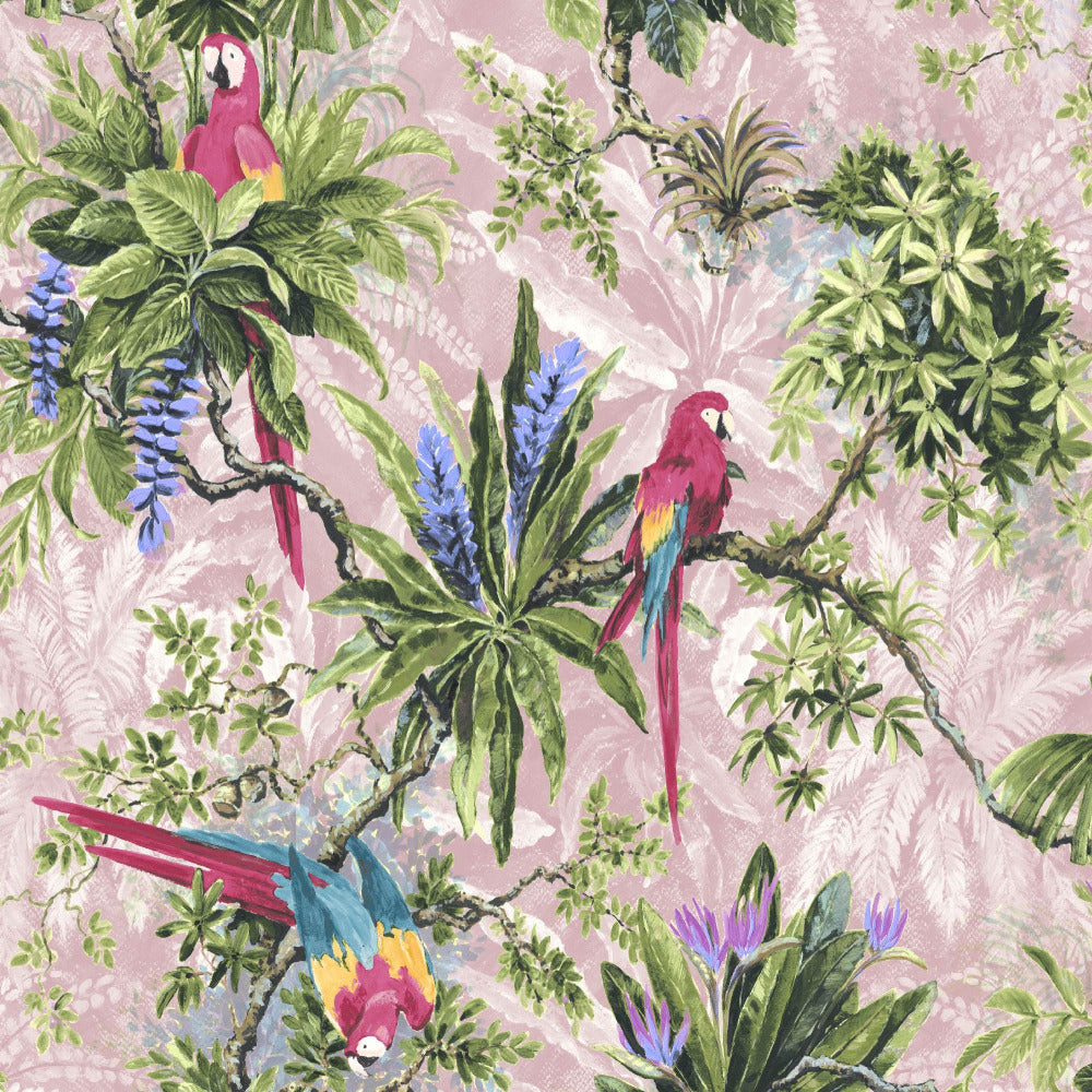 Mallion & Knowles Macaw Sky/Coral Fire Retardant Curtains