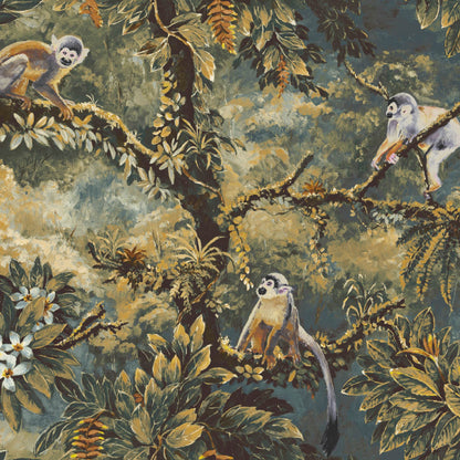 Mallion & Knowles Manaus Apricot/Sage Fire Retardant Curtains texture detail