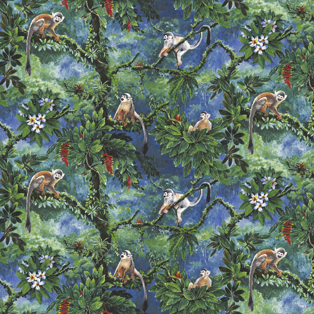 Mallion & Knowles Manaus Blue/Green Fire Retardant Curtains
