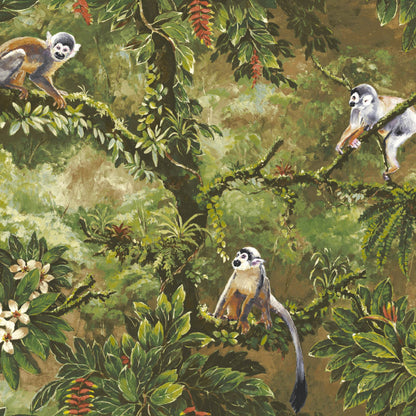Mallion & Knowles Manaus Honey/Forest Fire Retardant Curtains texture detail