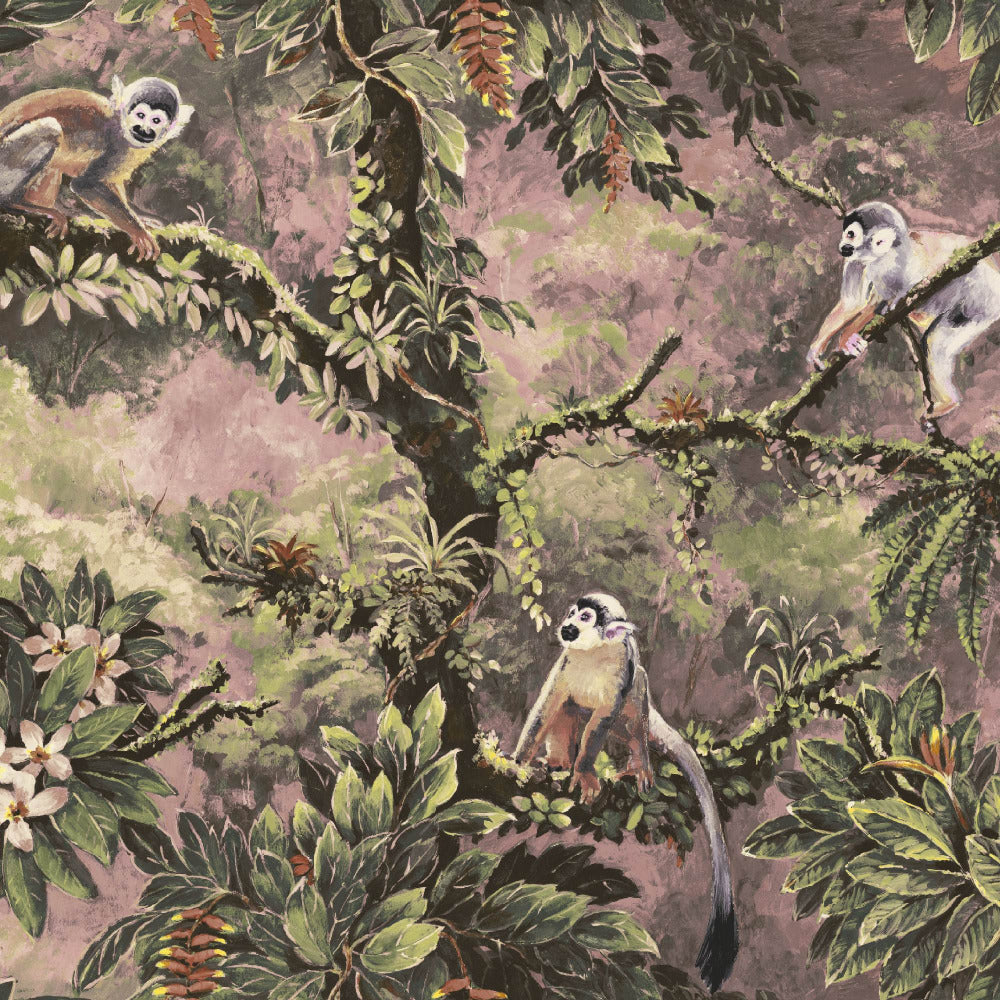 Mallion & Knowles Manaus Pink/Olive Fire Retardant Curtains texture detail