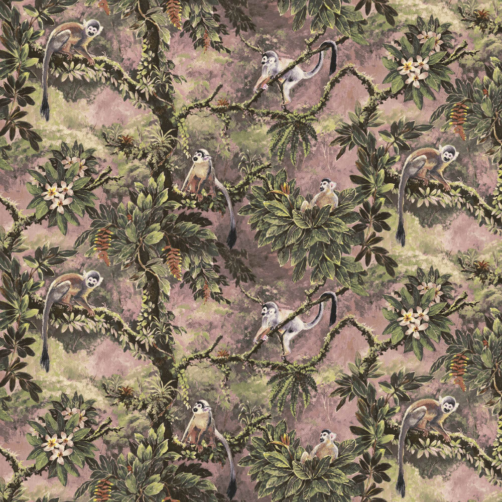Mallion & Knowles Manaus Pink/Olive Fire Retardant Curtains