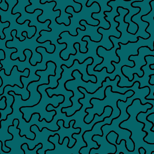 Mallion & Knowles Mazie May Teal Fire Retardant Curtains texture detail