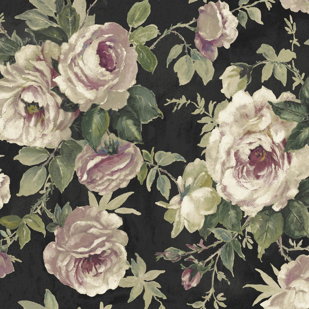 Mallion & Knowles Messina Rose/Black Fire Retardant Curtains