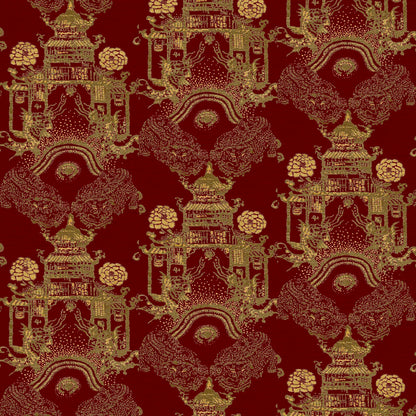 Mallion & Knowles Pagoda Crimson Fire Retardant Curtains