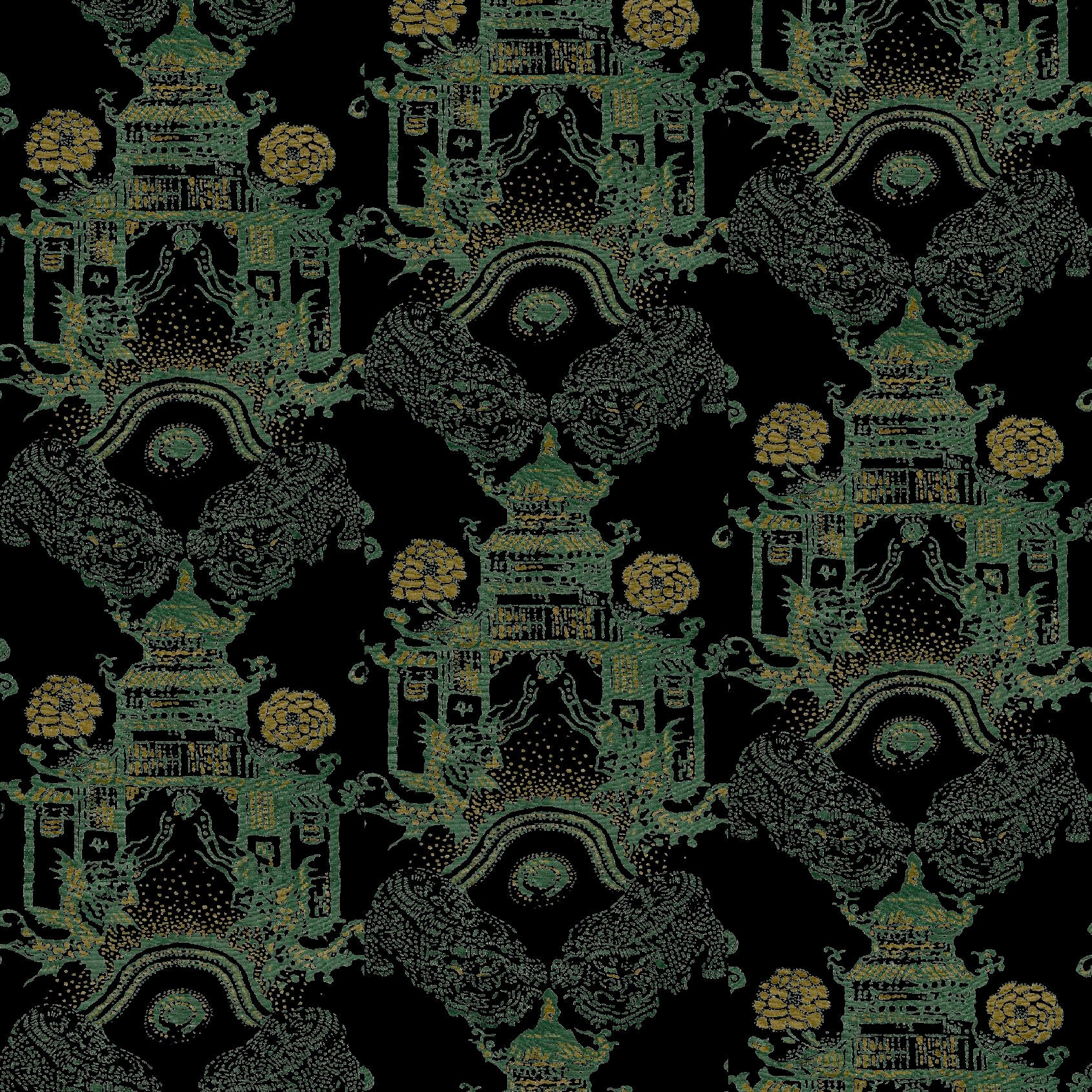 Mallion & Knowles Pagoda Fern/Gold Fire Retardant Curtains