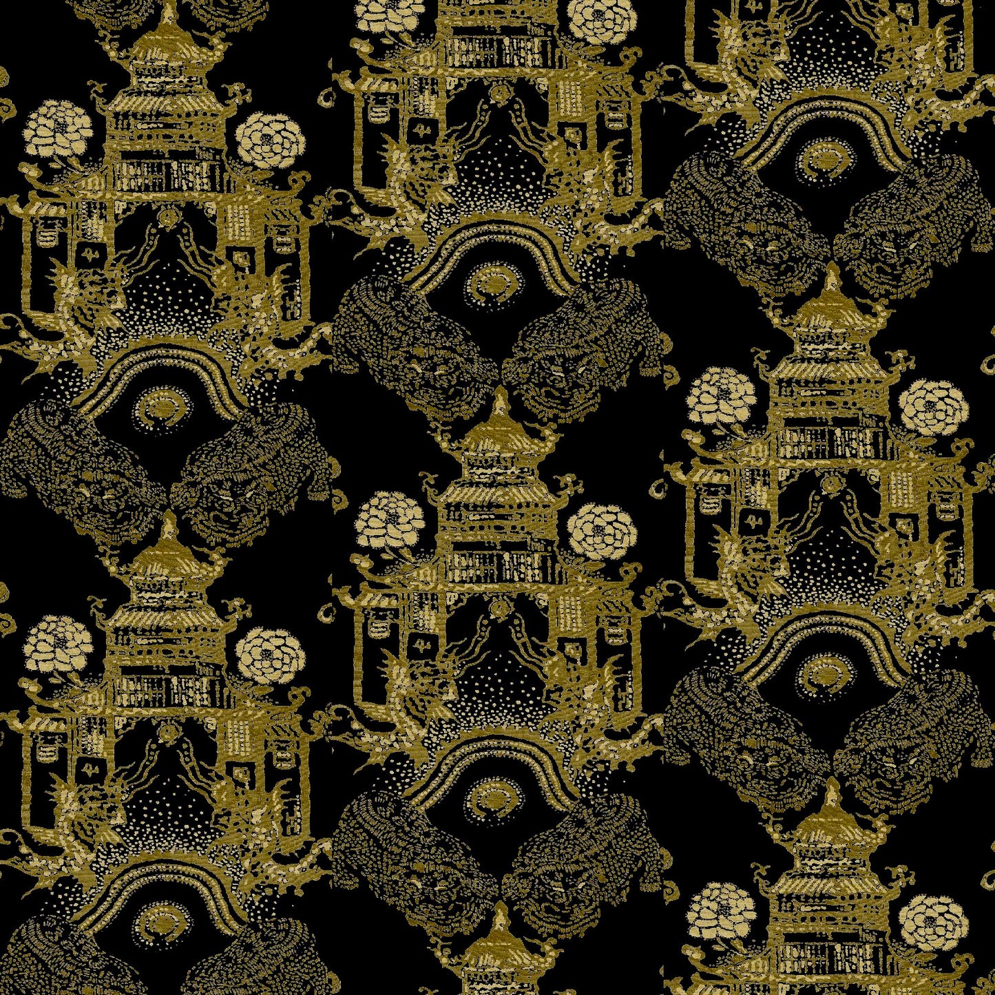 Mallion & Knowles Pagoda Gold/Yellow Fire Retardant Curtains