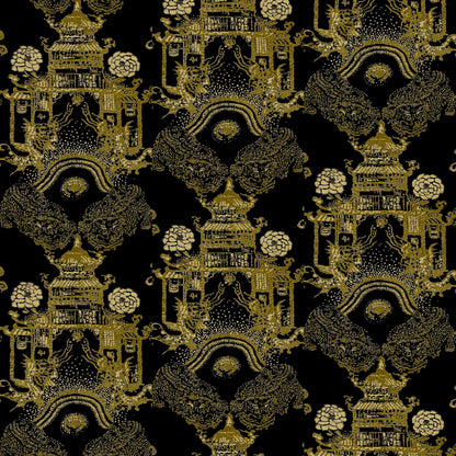 Mallion & Knowles Pagoda Gold/Yellow Fire Retardant Curtains