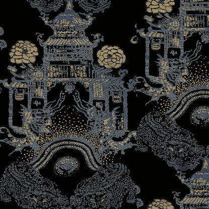 Mallion & Knowles Pagoda Silver/Beige Fire Retardant Curtains texture detail