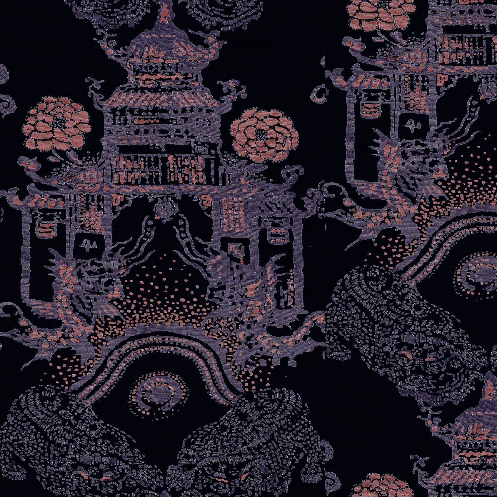Mallion & Knowles Pagoda Slate/Terra Cotta Fire Retardant Curtains texture detail