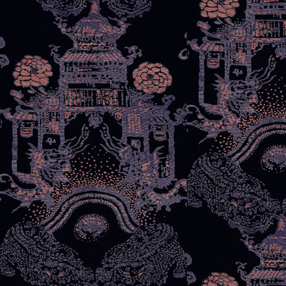 Mallion & Knowles Pagoda Slate/Terra Cotta Fire Retardant Curtains texture detail