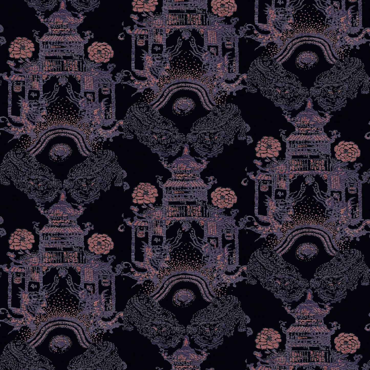 Mallion & Knowles Pagoda Slate/Terra Cotta Fire Retardant Curtains