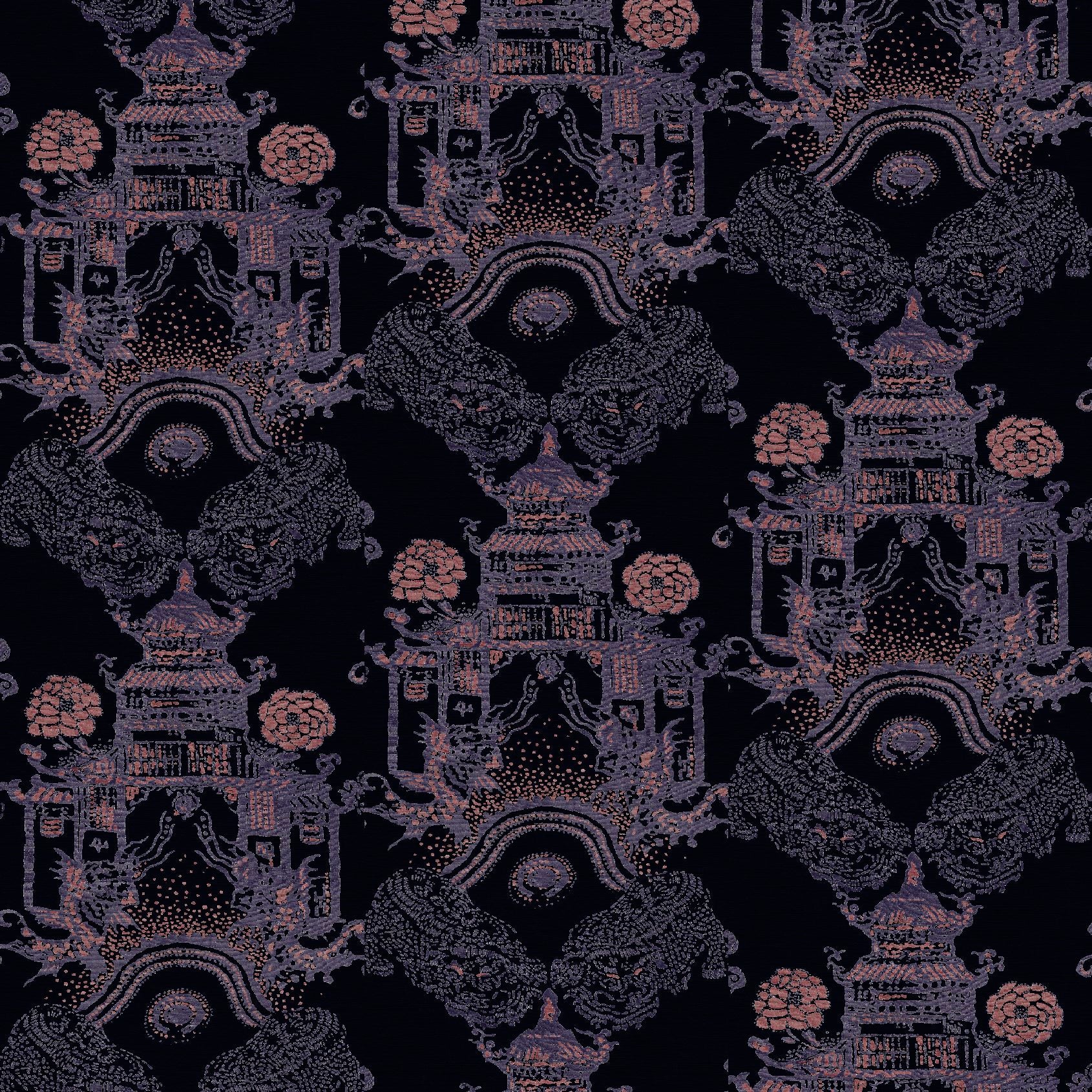 Mallion & Knowles Pagoda Slate/Terra Cotta Fire Retardant Curtains