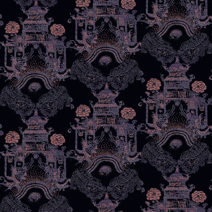 Mallion & Knowles Pagoda Slate/Terra Cotta Fire Retardant Curtains