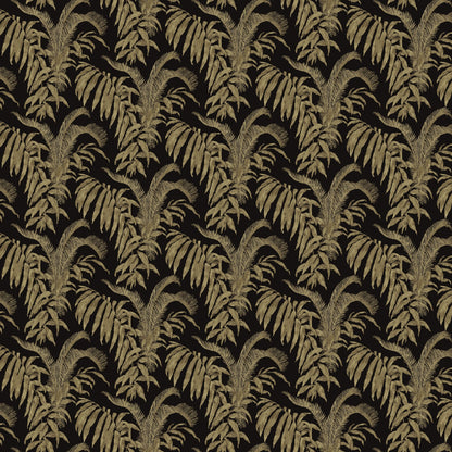 Mallion & Knowles Palm Court Black/Gold Fire Retardant Curtains texture detail