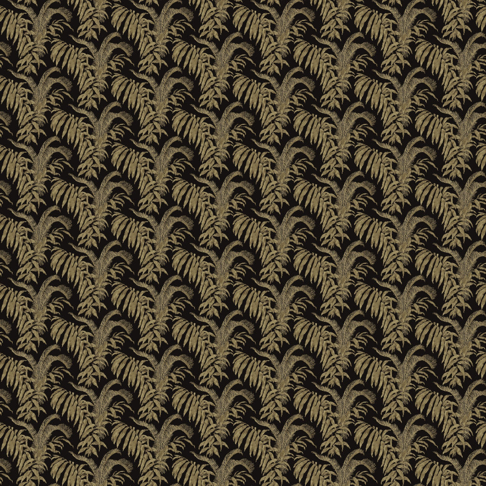 Mallion & Knowles Palm Court Black/Gold Fire Retardant Curtains