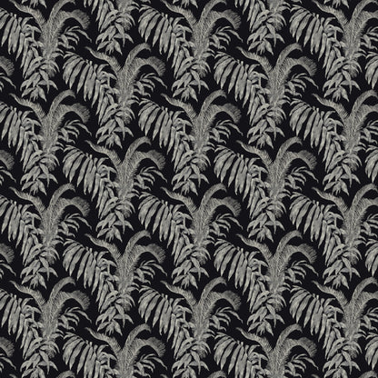 Mallion & Knowles Palm Court Black/Silver Fire Retardant Curtains texture detail