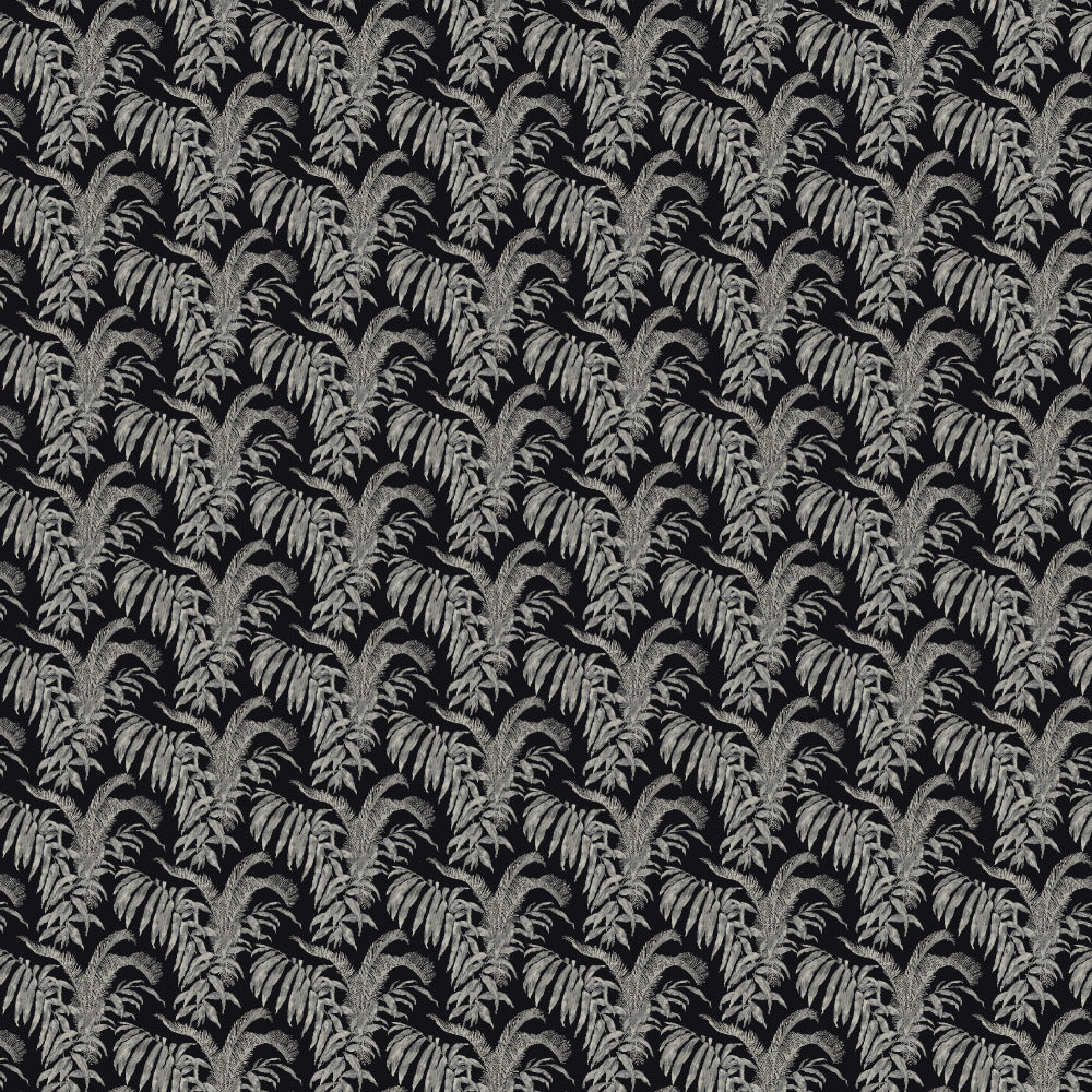 Mallion & Knowles Palm Court Black/Silver Fire Retardant Curtains