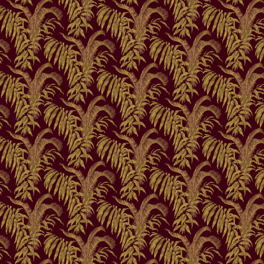Mallion & Knowles Palm Court Crimson/Gold Fire Retardant Curtains texture detail