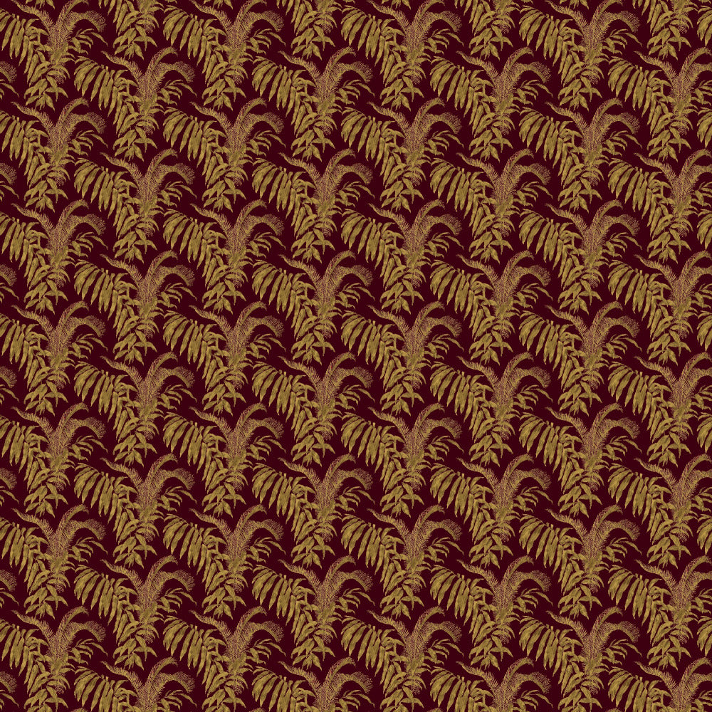 Mallion & Knowles Palm Court Crimson/Gold Fire Retardant Curtains