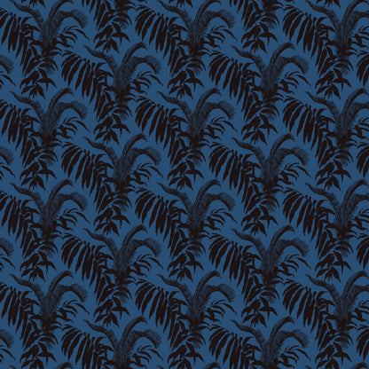 Mallion & Knowles Palm Court Cyan/Black Fire Retardant Curtains texture detail
