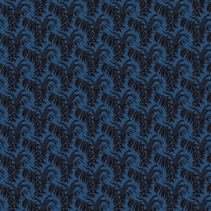Mallion & Knowles Palm Court Cyan/Black Fire Retardant Curtains