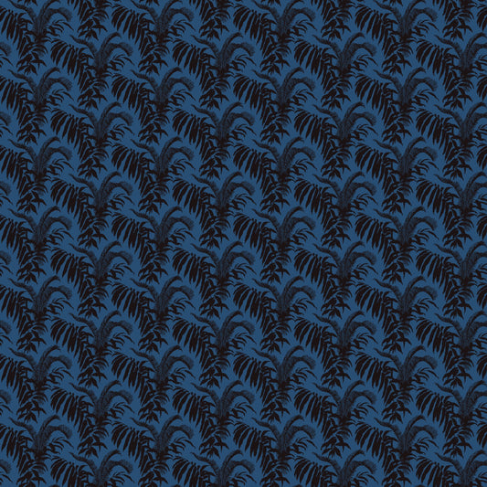 Mallion & Knowles Palm Court Cyan/Black Fire Retardant Curtains