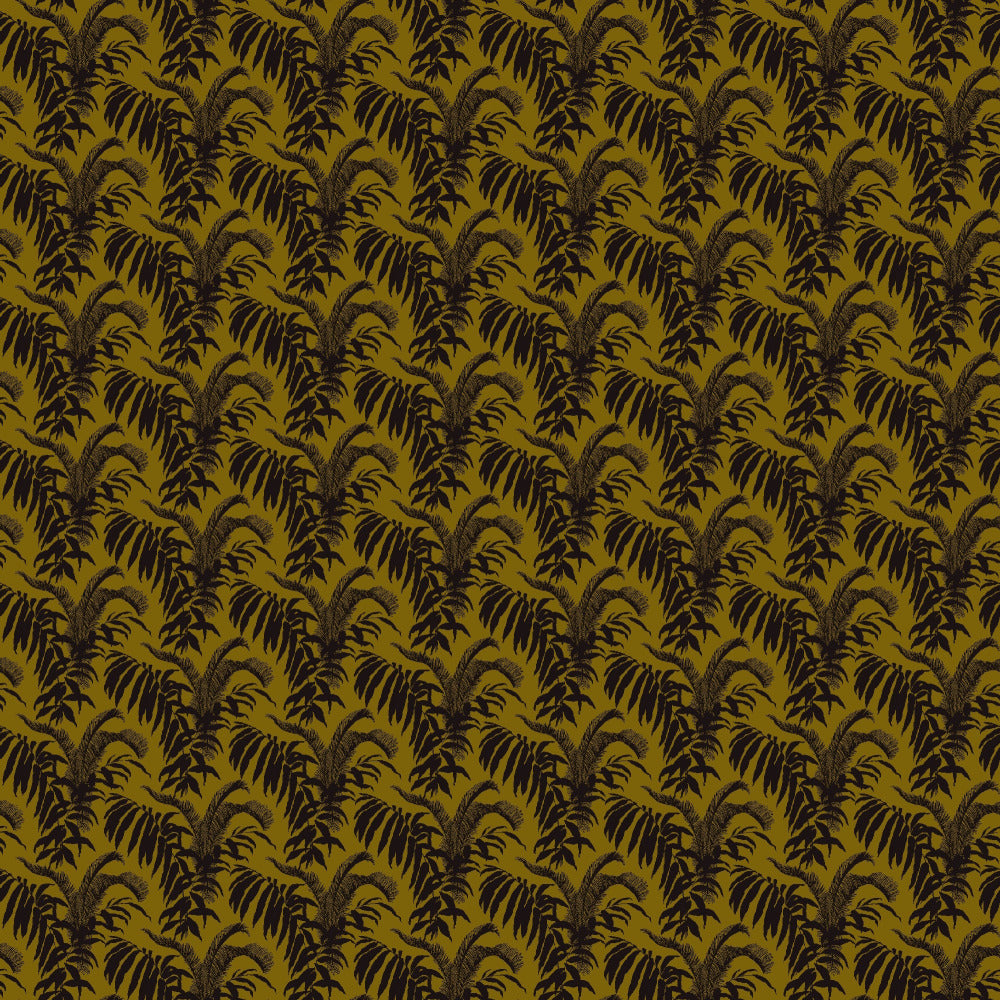 Mallion & Knowles Palm Court Gold/Black Fire Retardant Curtains
