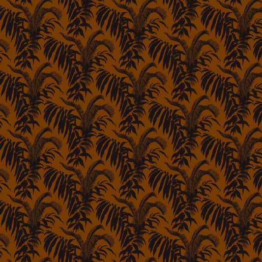 Mallion & Knowles Palm Court Rust/Black Fire Retardant Curtains texture detail