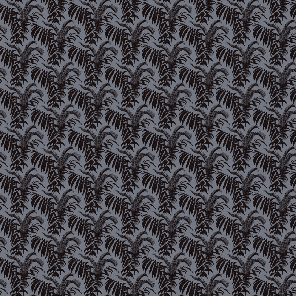Mallion & Knowles Palm Court Silver/Black Fire Retardant Curtains