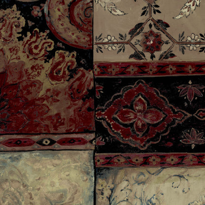 Mallion & Knowles Pashmina Burgundy-Turq Fire Retardant Curtains texture detail