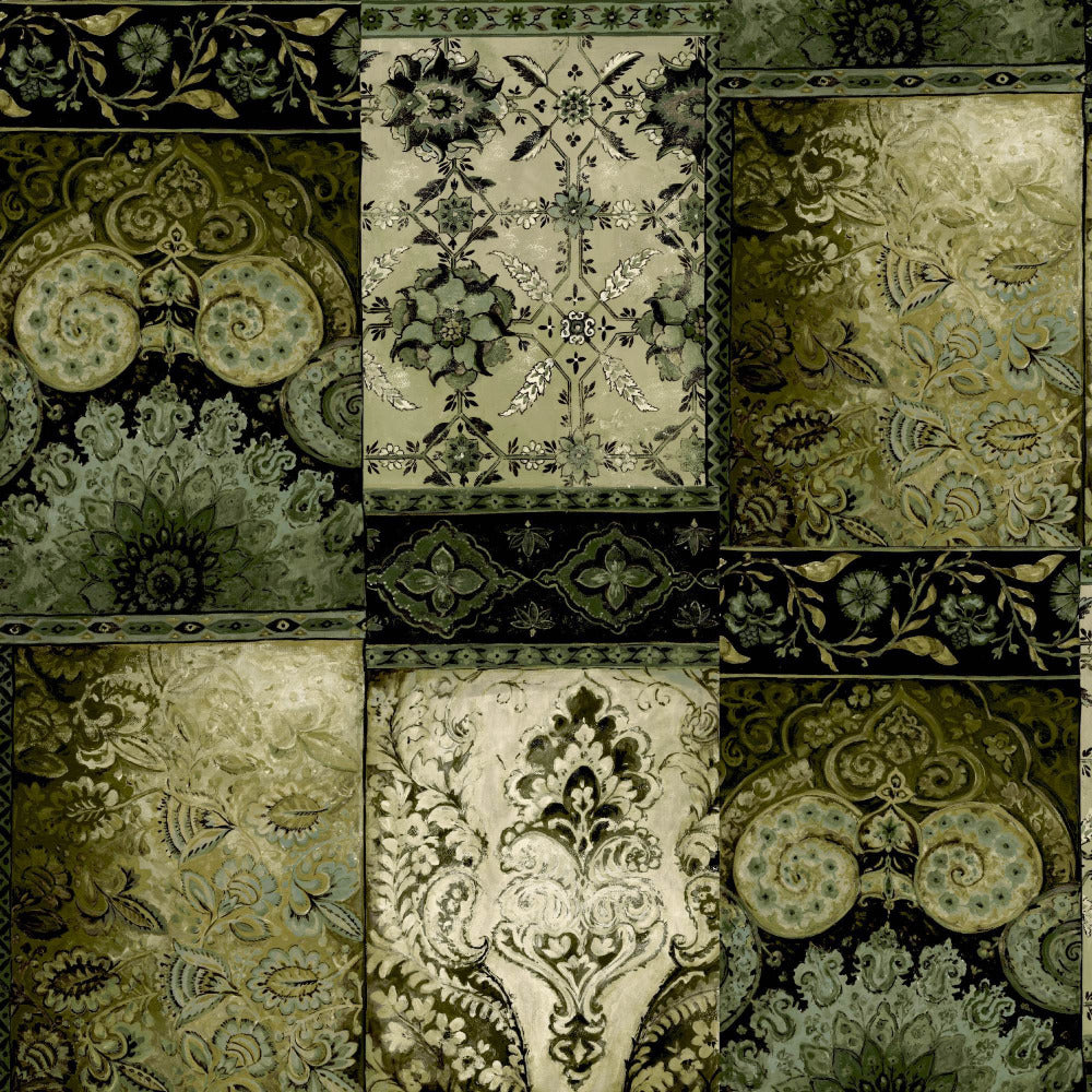 Mallion & Knowles Pashmina Forrest-Olive Fire Retardant Curtains