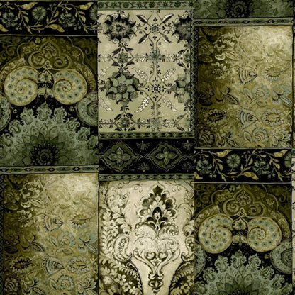 Mallion & Knowles Pashmina Forrest-Olive Fire Retardant Curtains